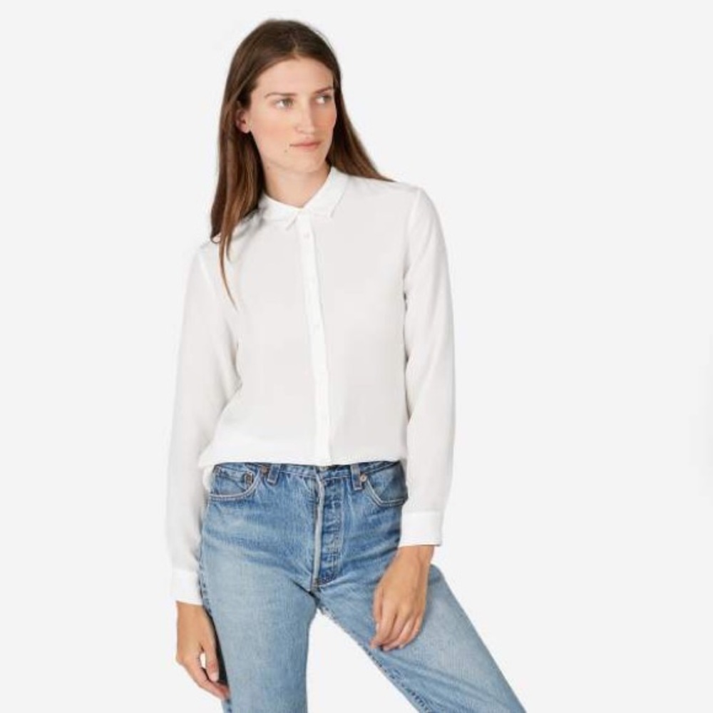 Everlane Slim Silk Shirt in White